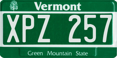 VT license plate XPZ257
