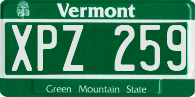 VT license plate XPZ259