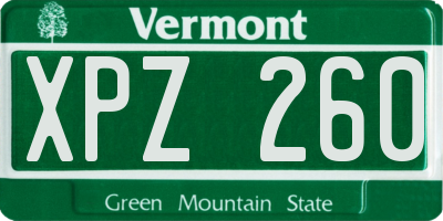 VT license plate XPZ260
