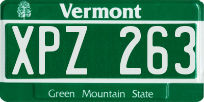 VT license plate XPZ263
