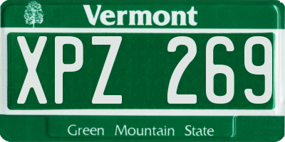 VT license plate XPZ269