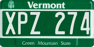 VT license plate XPZ274