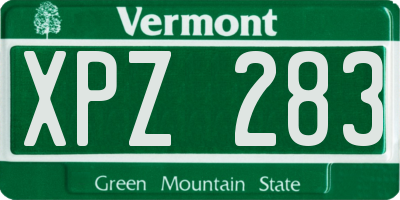 VT license plate XPZ283