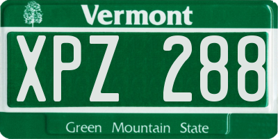 VT license plate XPZ288