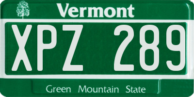 VT license plate XPZ289