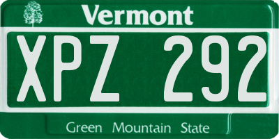VT license plate XPZ292