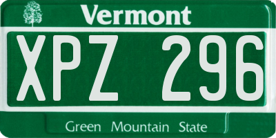 VT license plate XPZ296