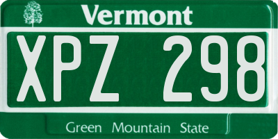 VT license plate XPZ298