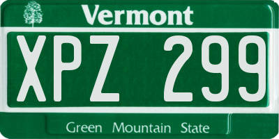 VT license plate XPZ299