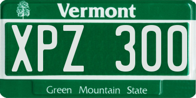 VT license plate XPZ300