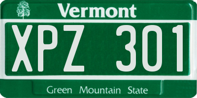 VT license plate XPZ301