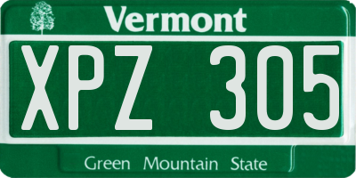 VT license plate XPZ305