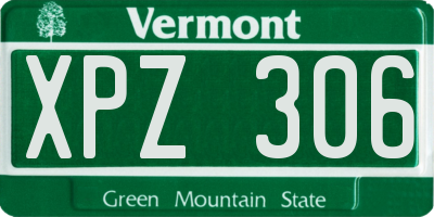 VT license plate XPZ306