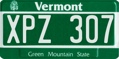 VT license plate XPZ307