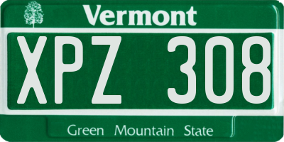 VT license plate XPZ308