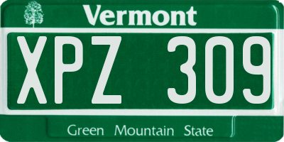 VT license plate XPZ309