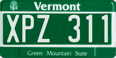 VT license plate XPZ311