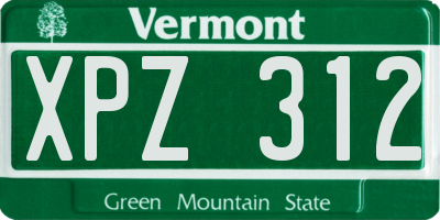 VT license plate XPZ312