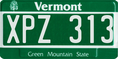 VT license plate XPZ313