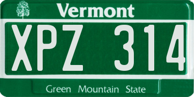 VT license plate XPZ314