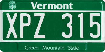 VT license plate XPZ315