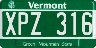 VT license plate XPZ316