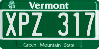 VT license plate XPZ317