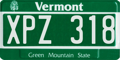 VT license plate XPZ318