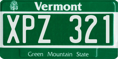 VT license plate XPZ321