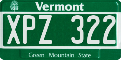 VT license plate XPZ322