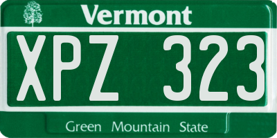 VT license plate XPZ323