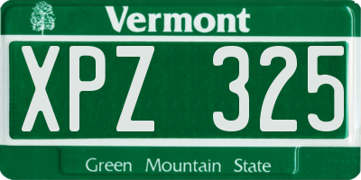 VT license plate XPZ325