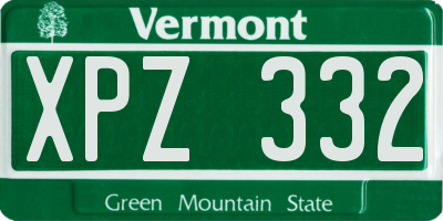 VT license plate XPZ332