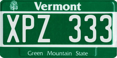 VT license plate XPZ333