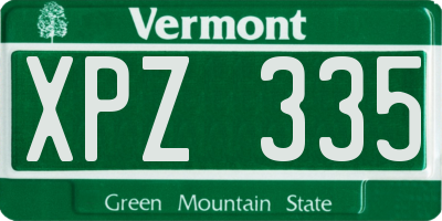 VT license plate XPZ335
