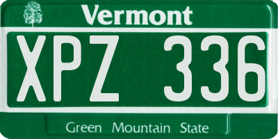 VT license plate XPZ336