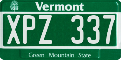VT license plate XPZ337