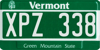 VT license plate XPZ338