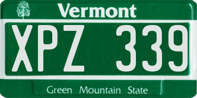 VT license plate XPZ339