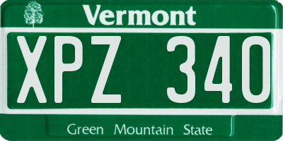 VT license plate XPZ340