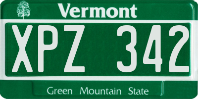 VT license plate XPZ342