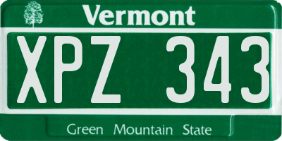 VT license plate XPZ343