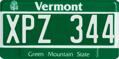 VT license plate XPZ344
