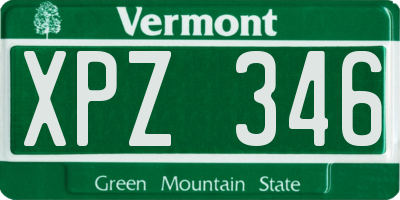 VT license plate XPZ346