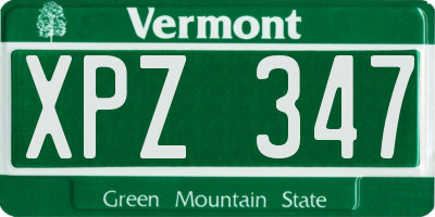 VT license plate XPZ347