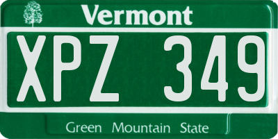 VT license plate XPZ349