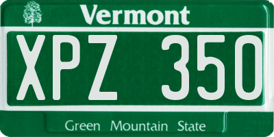 VT license plate XPZ350