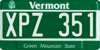 VT license plate XPZ351