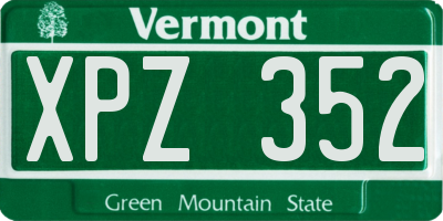 VT license plate XPZ352