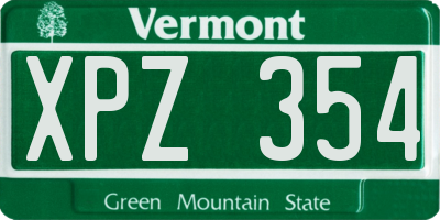 VT license plate XPZ354